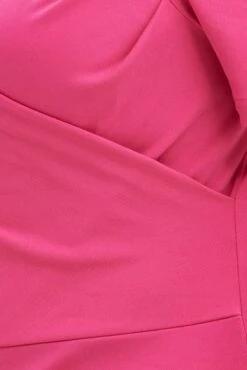 Pink Jersey Bodysuit Short Puff Sleeve Crossover Front -You And All Fashion Store cjd31719 33a pink 6