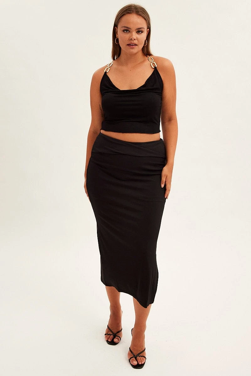 Black Halter Top Chain Detail 2 Black Halter Top Chain Detail - Image 2