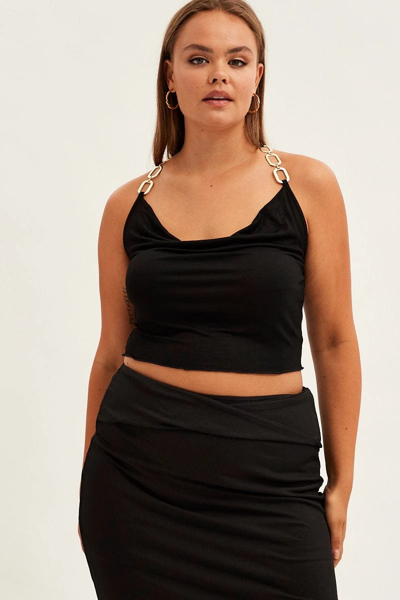 Black Halter Top Chain Detail 3 Black Halter Top Chain Detail - Image 3