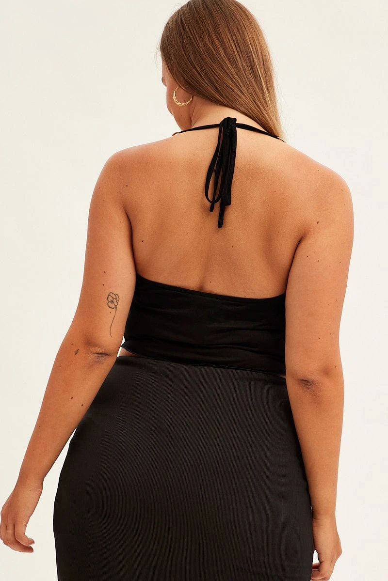 Black Halter Top Chain Detail 5 Black Halter Top Chain Detail - Image 5