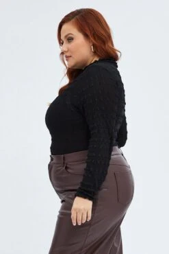 Black Bodysuit Long Sleeve High Neck -You And All Fashion Store cjd6004 47j black 5