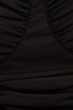 Black Crop Top Short Sleeve Mesh Ruched -You And All Fashion Store cjd9535 33ab black 6