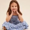 Floral Print Maxi Dress Kids Sleeveless