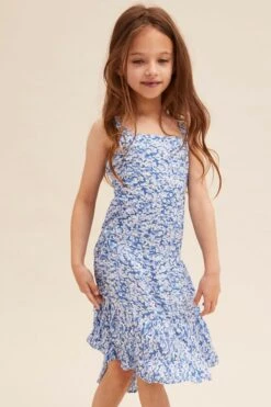 Floral Print Maxi Dress Kids Sleeveless -You And All Fashion Store ckd1369 33rb floral prt 3