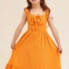 Yellow Mini Skater Dress Kids Sleeveless