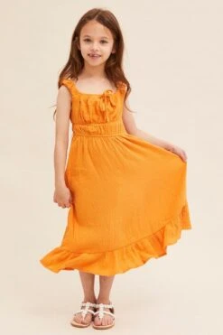 Yellow Mini Skater Dress Kids Sleeveless -You And All Fashion Store ckd1371 33rb mustard 3
