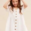 White Mini Skater Dress Kids Sleeveless