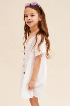 White Mini Skater Dress Kids Sleeveless -You And All Fashion Store ckd1372 33rb white 4