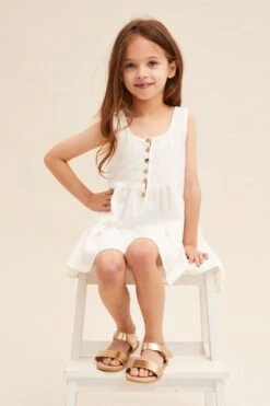 White Tie Playsuit Kids Scoop Neck Sleeveless -You And All Fashion Store ckd9630a 33rb white 3