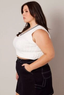 White Cable Knit Vest V-neck -You And All Fashion Store ckn1925 41j white 4