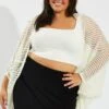 White Crochet Cardigan Longline