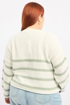 Green Stripe Jumper Long Sleeve Crew Neck -You And All Fashion Store ckn2036c 45j stripe 4