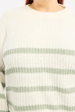 Green Stripe Jumper Long Sleeve Crew Neck -You And All Fashion Store ckn2036c 45j stripe 5