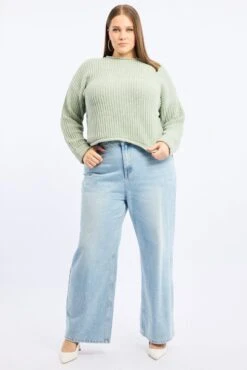 Green Chenille Knit Jumper Long Sleeve