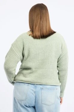 Green Chenille Knit Jumper Long Sleeve 6 Green Chenille Knit Jumper Long Sleeve -You And All Fashion Store ckn2205rm 45j sage 4