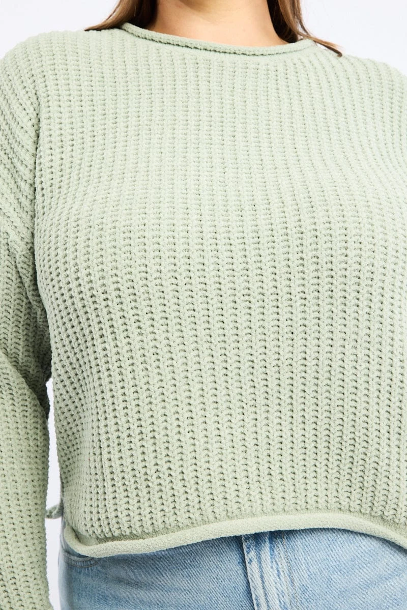 Green Chenille Knit Jumper Long Sleeve 4 Green Chenille Knit Jumper Long Sleeve - Image 4