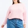 Pink Chenille Knit Jumper Long Sleeve