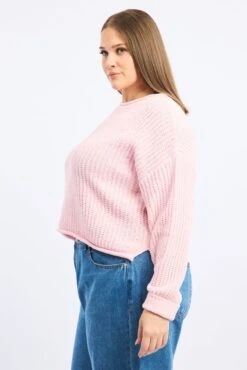 Pink Chenille Knit Jumper Long Sleeve -You And All Fashion Store ckn2205rm 45j soft pink 3