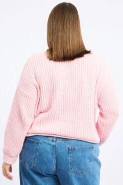 Pink Chenille Knit Jumper Long Sleeve -You And All Fashion Store ckn2205rm 45j soft pink 4
