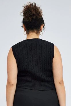 Black Cable Knit Vest -You And All Fashion Store ckn2289 41jb black 5