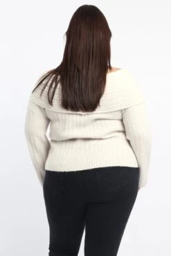 Beige Off Shoulder Knit Long Sleeve -You And All Fashion Store ckn3482 45j beige 5