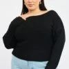 Black Knit Top One Shoulder