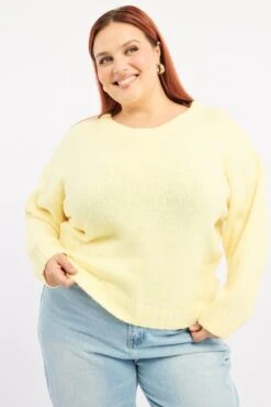 Yellow Knit Jumper Long Sleeve Crew Neck