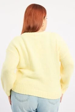 Yellow Knit Jumper Long Sleeve Crew Neck -You And All Fashion Store ckn3615 45j yellow 4