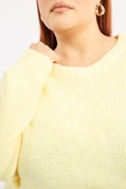 Yellow Knit Jumper Long Sleeve Crew Neck -You And All Fashion Store ckn3615 45j yellow 5