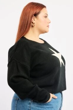 Black Knit Jumper Long Sleeve Crew Neck -You And All Fashion Store ckn3616s 45jb black 3
