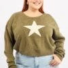 Green Knit Jumper Long Sleeve Crew Neck
