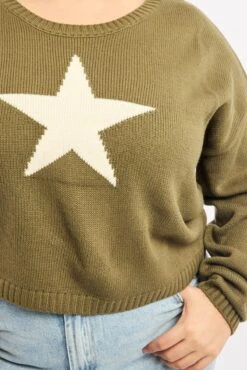 Green Knit Jumper Long Sleeve Crew Neck -You And All Fashion Store ckn3616s 45jb khaki 5