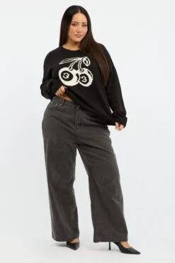 Black Cherry Knit Top Long Sleeve -You And All Fashion Store ckn3763 45j black 3