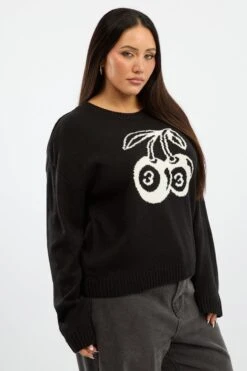 Black Cherry Knit Top Long Sleeve -You And All Fashion Store ckn3763 45j black 5