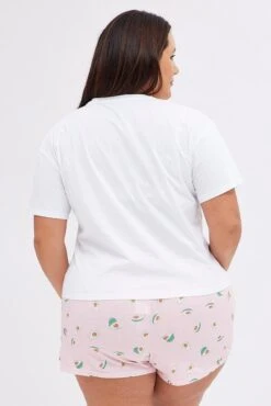White Print Avocado Pj Graphic Jersey Pyjama 2 Piece Set -You And All Fashion Store cnw0048 84zb print 5