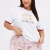 White Print Breakfast Pj Graphic Jersey Pyjama 2 Piece Set