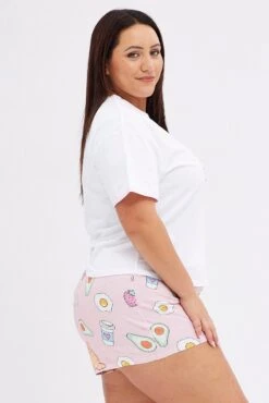 White Print Breakfast Pj Graphic Jersey Pyjama 2 Piece Set 9 White Print Breakfast Pj Graphic Jersey Pyjama 2 Piece Set -You And All Fashion Store cnw0082 84zb print 4