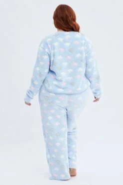 Blue Print Fluffy Pj Cloud Print Cosy Pyjama Set 10 Blue Print Fluffy Pj Cloud Print Cosy Pyjama Set -You And All Fashion Store cnw1002a 84zb print 5