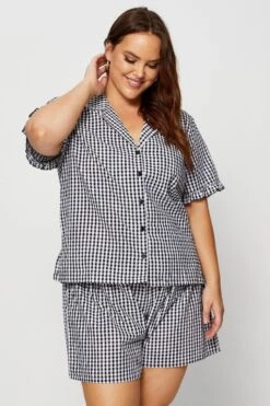 Check Gingham Ruffle Pj Pyjama Set -You And All Fashion Store cnw1023 35zb check 3