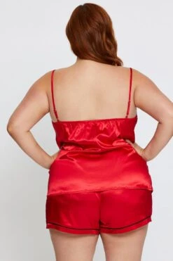 Red Satin Pj Contrat Piping Pyjama Set 10 Red Satin Pj Contrat Piping Pyjama Set -You And All Fashion Store cnw1047 33zb red 5