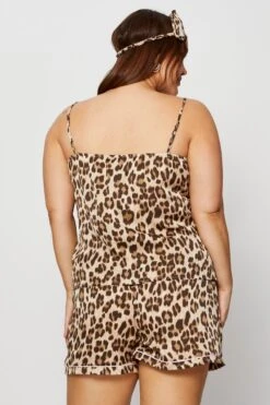 Animal Print Leopard Satin Piping Cami Pj Pyjama Set -You And All Fashion Store cnw1066 35zb animal prt 5