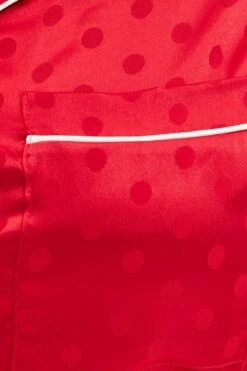 Red Polka Dot Pyjamas Set Short Sleeve Collared Shorts Satin -You And All Fashion Store cnw1114i 84wb polka dot 6