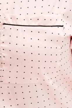 Pink Polka Dot Pyjamas Set Short Sleeve Collared Shorts Satin -You And All Fashion Store cnw1114y 84wb polka dot 6
