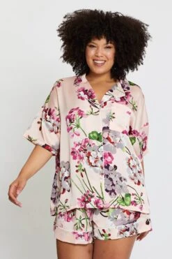 Floral Pyjama Satin 2 Piece Set -You And All Fashion Store cnw1131 81zb floral prt 3