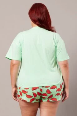 Green Print Graphic Pyjama Set Cute Melon Print Pj -You And All Fashion Store cnw2348 84zb print 5