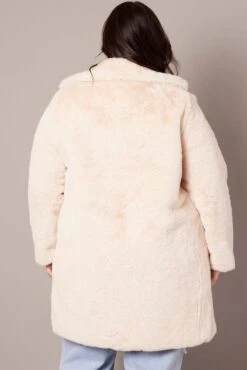 White Faux Fur Longline Coat -You And All Fashion Store coj0002 51ab cream 5