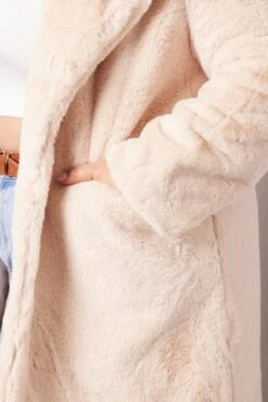 White Faux Fur Longline Coat -You And All Fashion Store coj0002 51ab cream 6