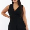 Black Longline Soft Tailoring Sleeveless Vest