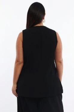 Black Longline Soft Tailoring Sleeveless Vest -You And All Fashion Store coj0392ax 125ab black 4
