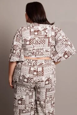 Brown Abstract Tie Flare Sleeve Linen Blend Bolero Jacket 10 Brown Abstract Tie Flare Sleeve Linen Blend Bolero Jacket -You And All Fashion Store coj1035c 47a abstract 5